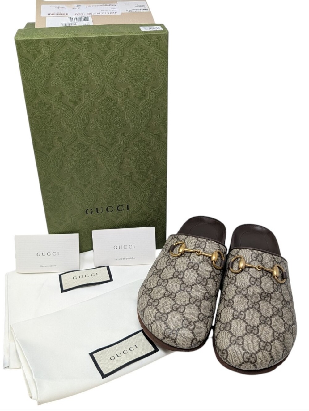 Gucci Brown GG Monogram Horsebit Mule Size EU 37